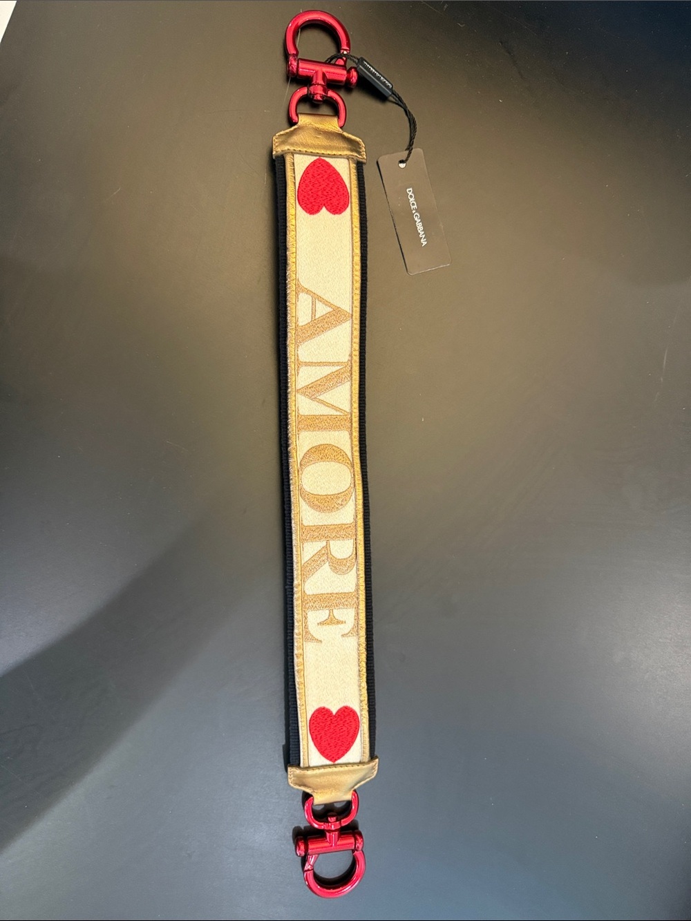 Dolce & Gabbana AMORE bag Strap in Gold, Red, Cream